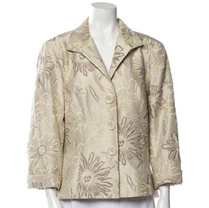Lafayette 148 Linen Embroidered Blazer 
